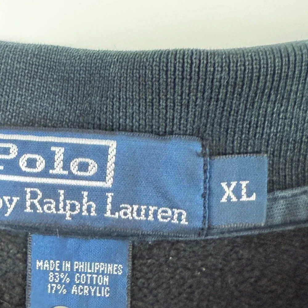 Vintage Polo by Ralph Lauren 90s Rugby Shirt Fleece-Lined Pullover Long Sleeve